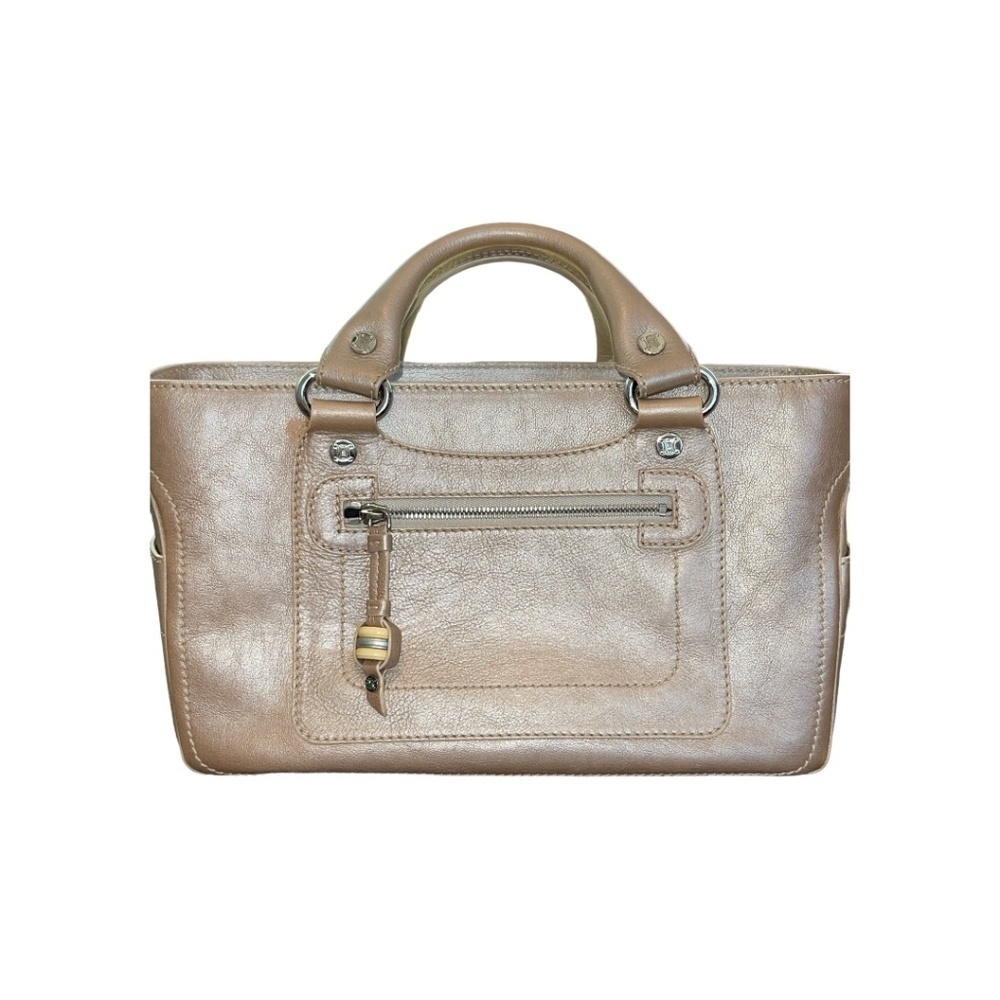 Auth Celine Champagne Lambskin Boogie Bag & Bag Charm